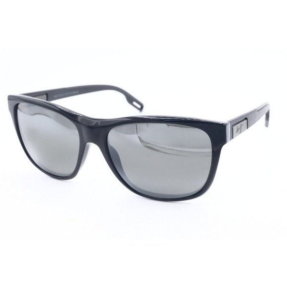 Maui Jim HOWZIT MJ 734-02 Black Square Sunglasses Gray Polarized Lens 56mm (A) - Picture 1 of 8